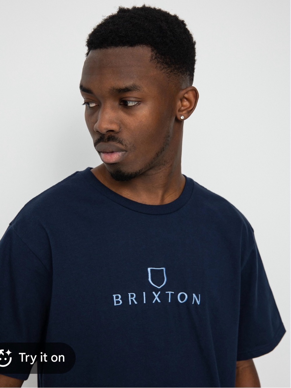 NWT Brixton Alpha Thread Embroidered Logo Tee Navy Medium